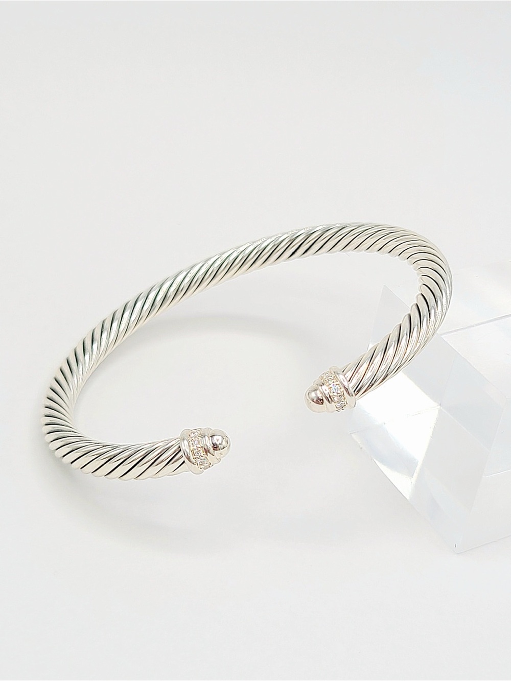 David Yurman Classic Cable Bracelet in Sterling Silver With Diamonds, 5mm